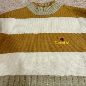 Timberland Men's Crewneck Sweater - Mustard, White, and Gray